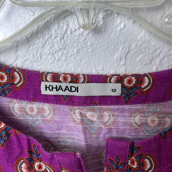 Khaadi Pakistani Cotton Pink Orange Design Tunic Size 12 Boho Traditional Floral - Picture 3 of 7